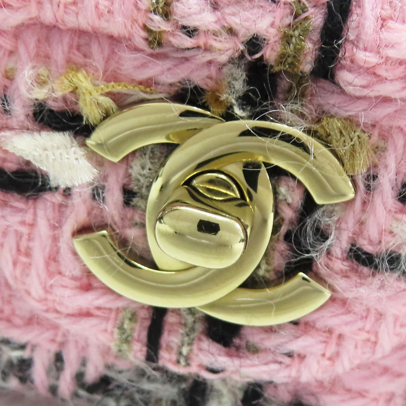 粉色 毛呢 Classic Flap 鍊帶肩背包 金扣【CHANEL 香奈兒】 A69900-5