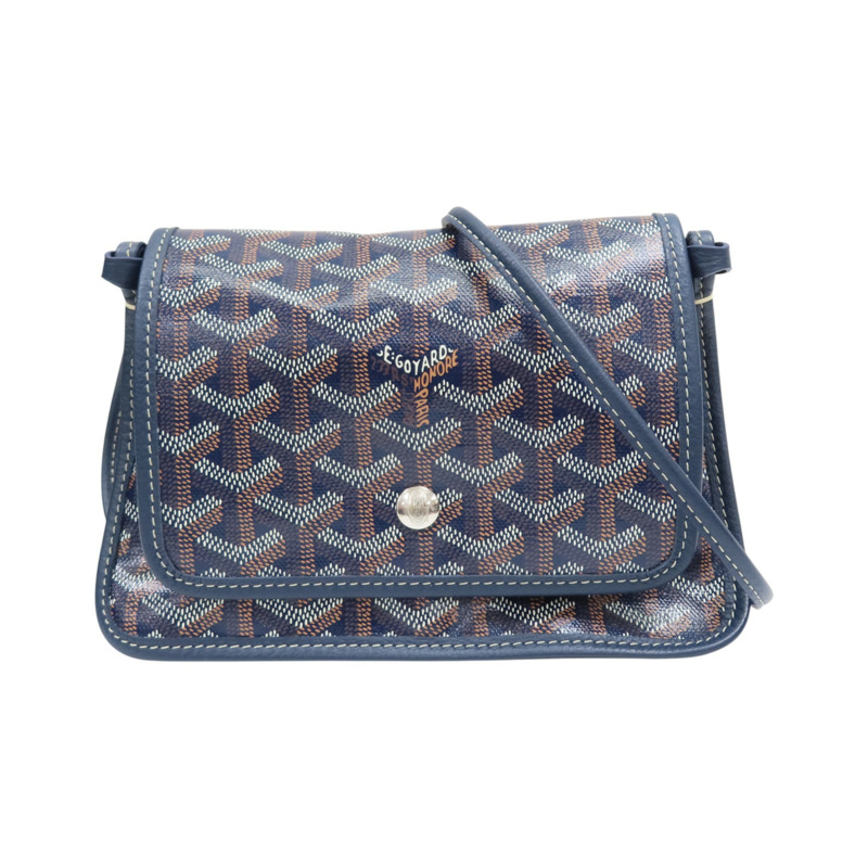海軍藍色 Goyardine帆布 Plumet Pocket Wallet肩背包【GOYARD 高雅德】 PLUMETPMLTY12CL12P-0