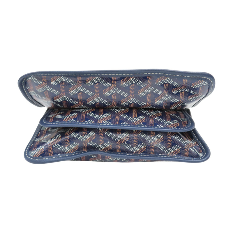 海軍藍色 Goyardine帆布 Plumet Pocket Wallet肩背包【GOYARD 高雅德】 PLUMETPMLTY12CL12P-3