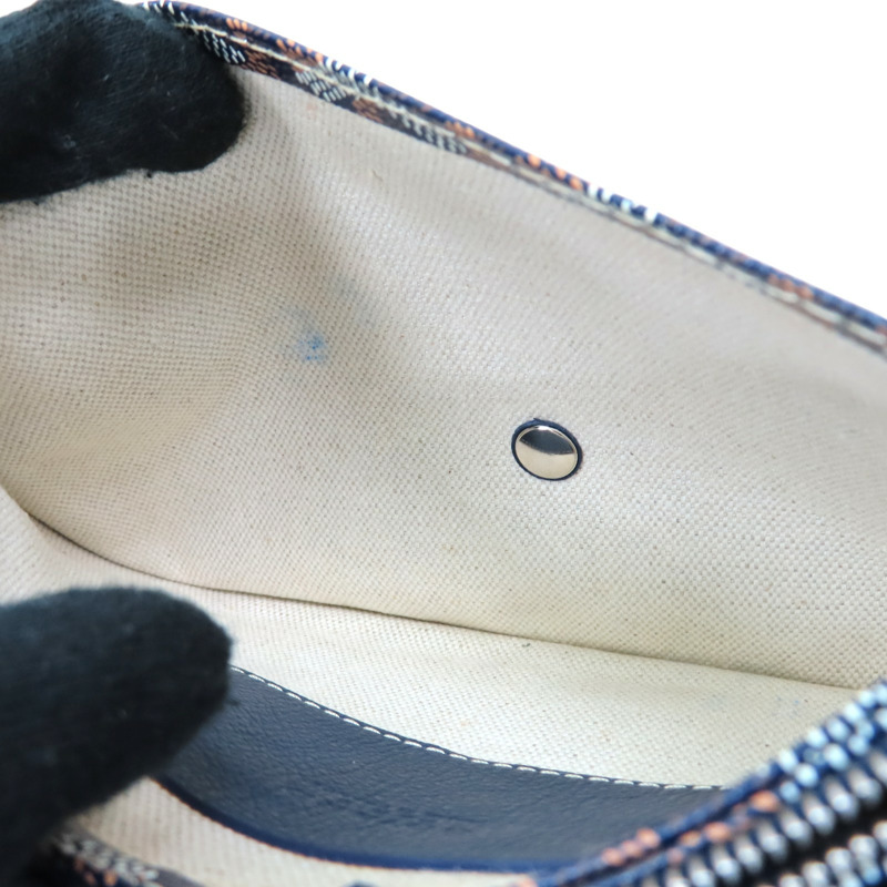 海軍藍色 Goyardine帆布 Plumet Pocket Wallet肩背包【GOYARD 高雅德】 PLUMETPMLTY12CL12P-6