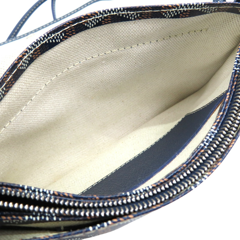 海軍藍色 Goyardine帆布 Plumet Pocket Wallet肩背包【GOYARD 高雅德】 PLUMETPMLTY12CL12P-7