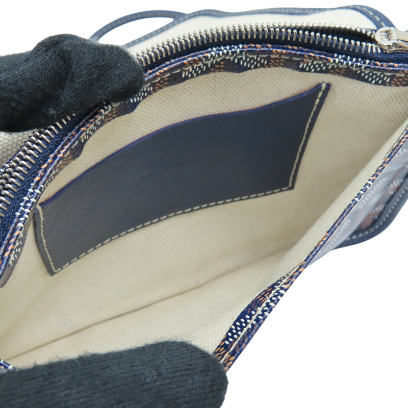 海軍藍色 Goyardine帆布 Plumet Pocket Wallet肩背包【GOYARD 高雅德】 PLUMETPMLTY12CL12P-8