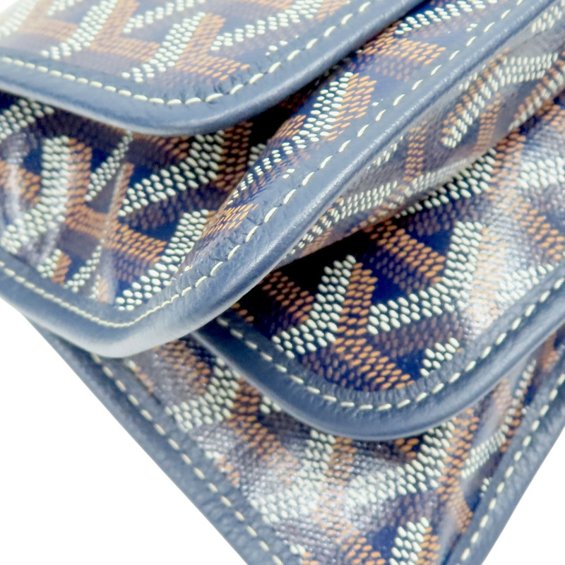 海軍藍色 Goyardine帆布 Plumet Pocket Wallet肩背包【GOYARD 高雅德】 PLUMETPMLTY12CL12P-11