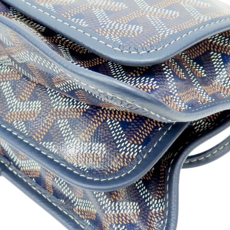 海軍藍色 Goyardine帆布 Plumet Pocket Wallet肩背包【GOYARD 高雅德】 PLUMETPMLTY12CL12P-12