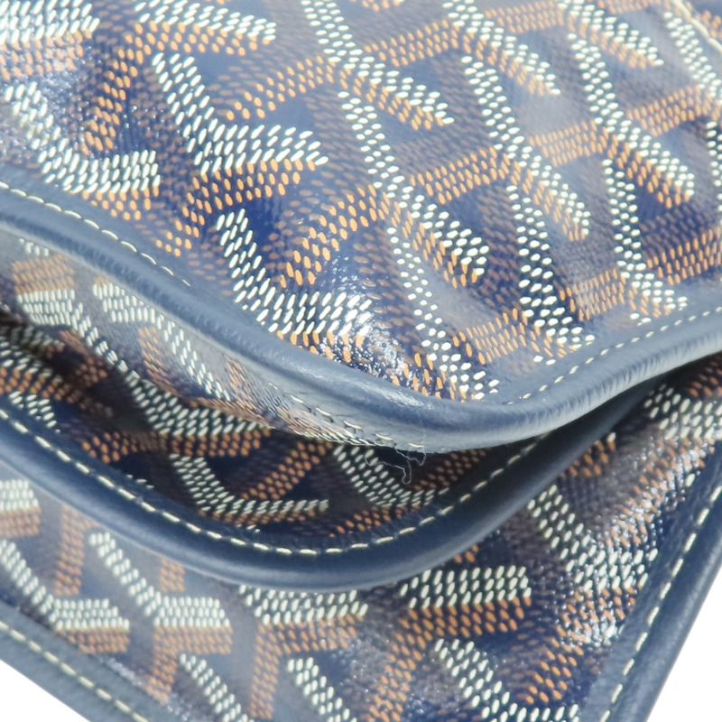 海軍藍色 Goyardine帆布 Plumet Pocket Wallet肩背包【GOYARD 高雅德】 PLUMETPMLTY12CL12P-14