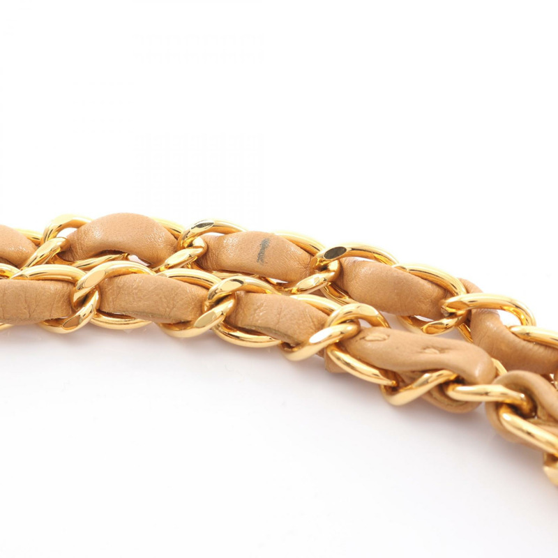 香奈兒 (CHANEL) 絎縫雙蓋鏈條肩背包，羊皮，米色，二手 CC-5