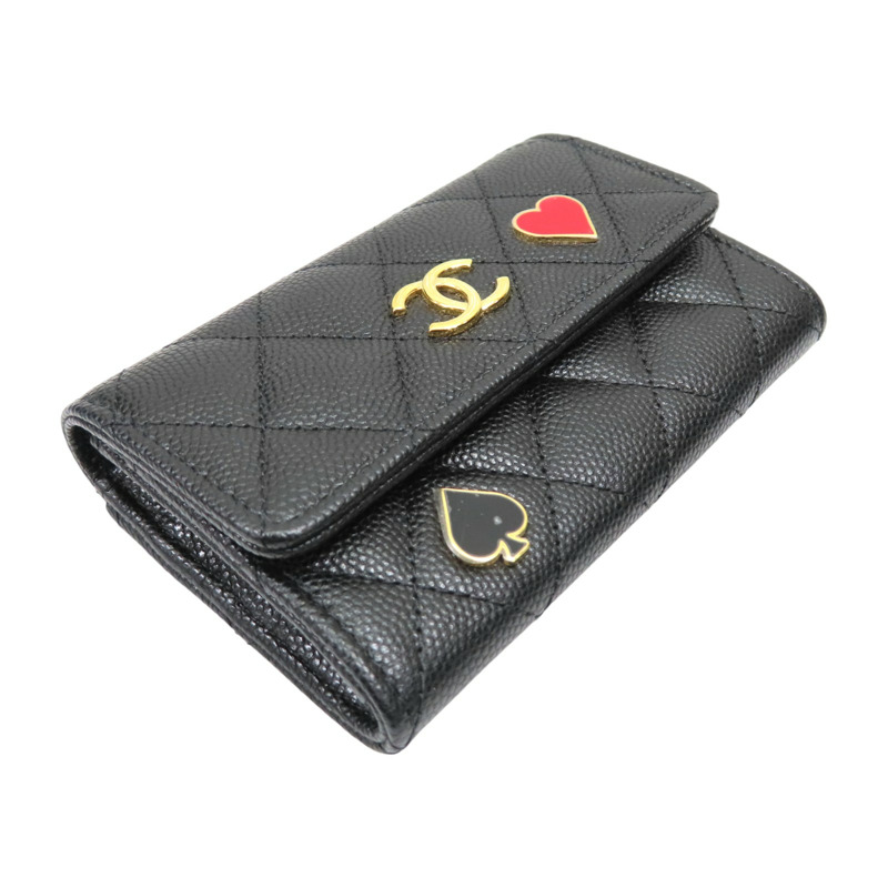 黑色 菱格紋 牛皮 Card Case 扣式短夾【CHANEL 香奈兒】 AP3080-2