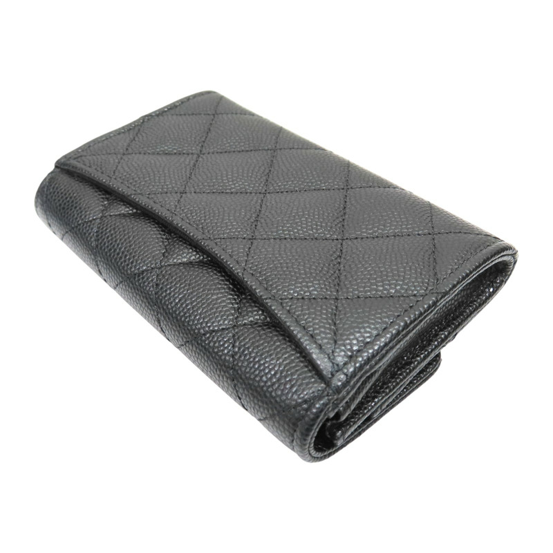 黑色 菱格紋 牛皮 Card Case 扣式短夾【CHANEL 香奈兒】 AP3080-3