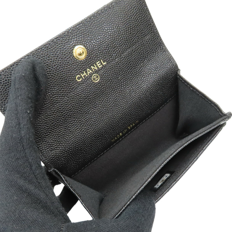 黑色 菱格紋 牛皮 Card Case 扣式短夾【CHANEL 香奈兒】 AP3080-4