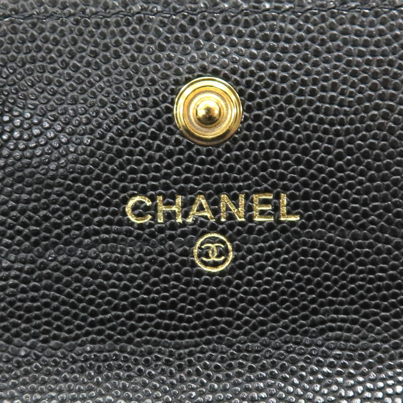黑色 菱格紋 牛皮 Card Case 扣式短夾【CHANEL 香奈兒】 AP3080-5