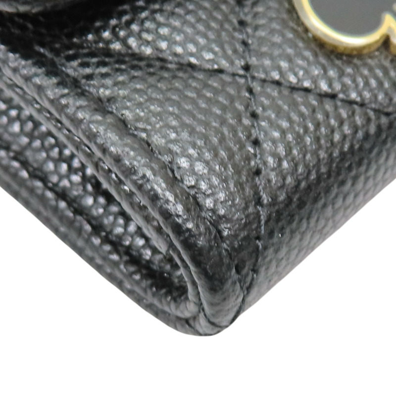 黑色 菱格紋 牛皮 Card Case 扣式短夾【CHANEL 香奈兒】 AP3080-8