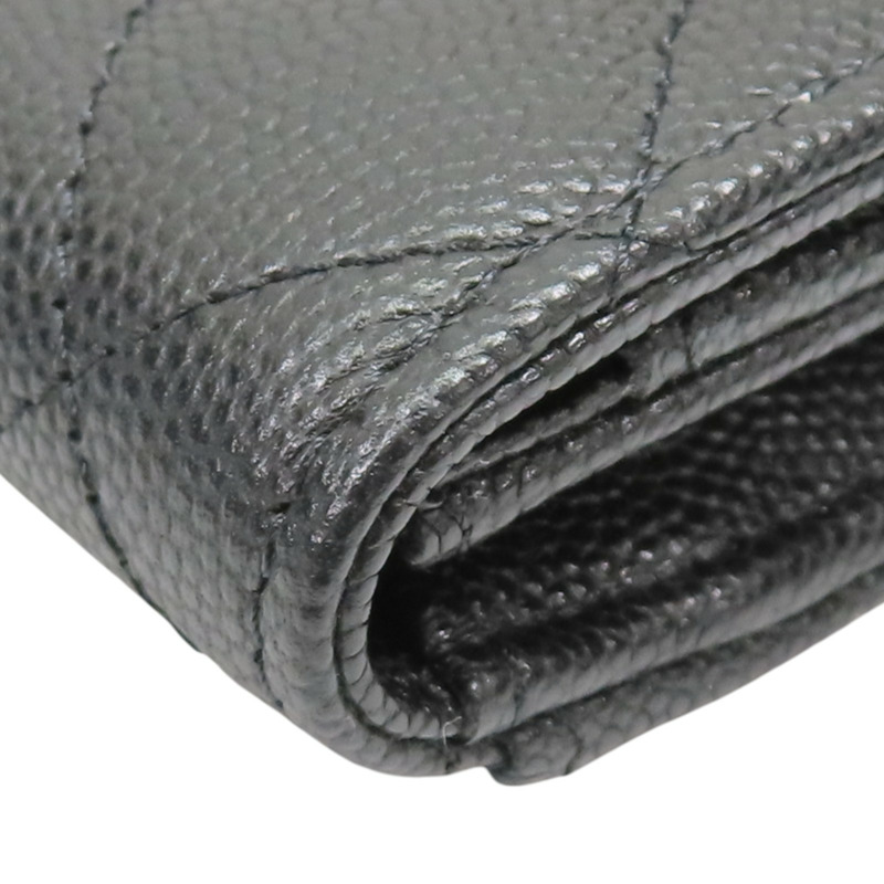 黑色 菱格紋 牛皮 Card Case 扣式短夾【CHANEL 香奈兒】 AP3080-9