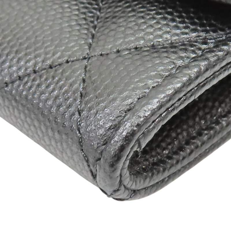 黑色 菱格紋 牛皮 Card Case 扣式短夾【CHANEL 香奈兒】 AP3080-10