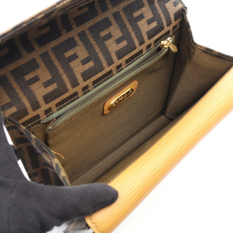 FENDI Zucca 手提包，棕色帆布皮革，二手女款-2