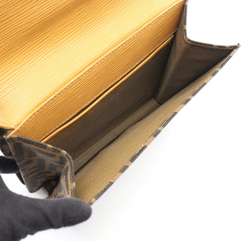 FENDI Zucca 手提包，棕色帆布皮革，二手女款-3