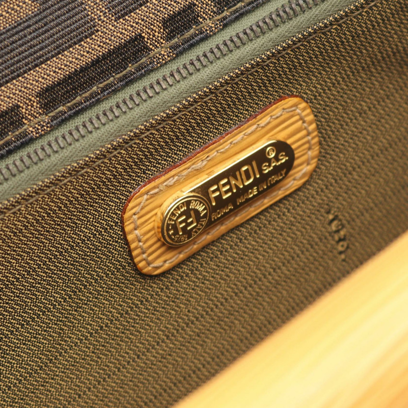 FENDI Zucca 手提包，棕色帆布皮革，二手女款-4