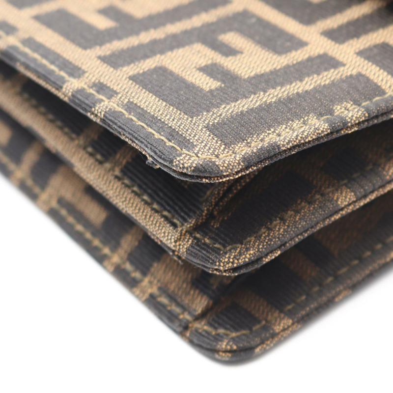 FENDI Zucca 手提包，棕色帆布皮革，二手女款-5