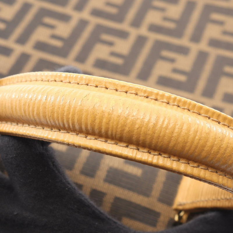 FENDI Zucca 手提包，棕色帆布皮革，二手女款-7