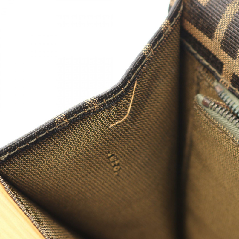 FENDI Zucca 手提包，棕色帆布皮革，二手女款-9