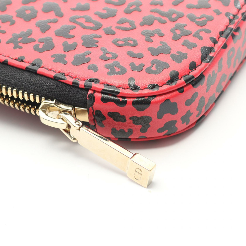 Christian Dior LADY DIOR 手機鏈斜背包 皮革 粉紅色 黑色-4