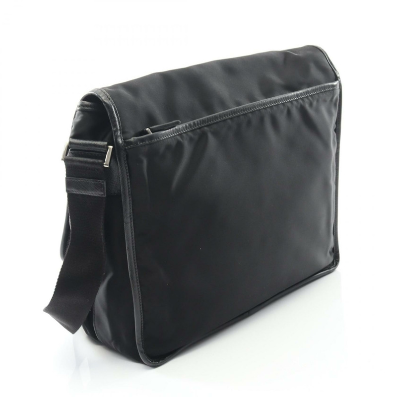 PRADA TESSUTO+SAFFIANO Logo 肩背包 2VD166 尼龍皮革 黑色 二手 男女通用-1