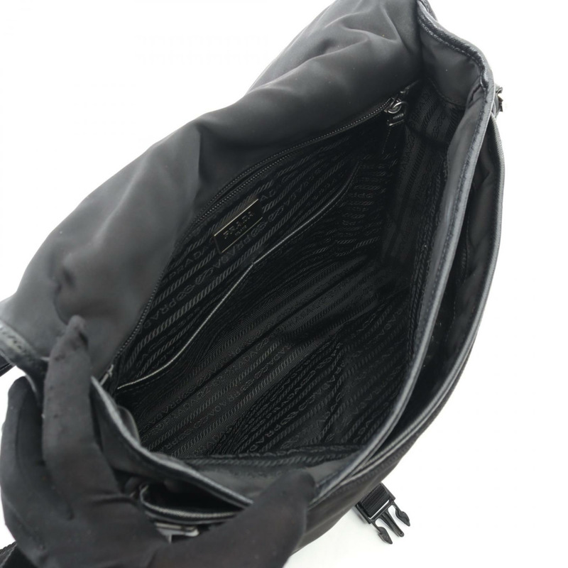 PRADA TESSUTO+SAFFIANO Logo 肩背包 2VD166 尼龍皮革 黑色 二手 男女通用-2