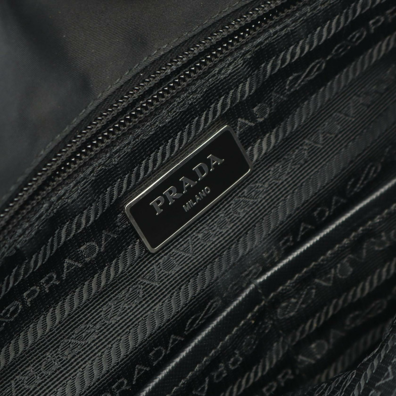 PRADA TESSUTO+SAFFIANO Logo 肩背包 2VD166 尼龍皮革 黑色 二手 男女通用-3