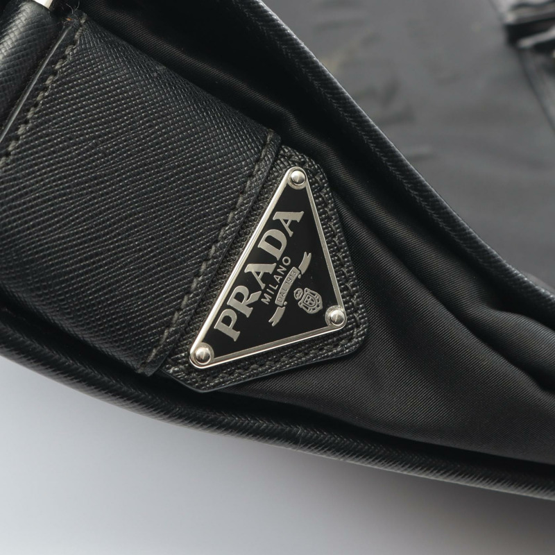 PRADA TESSUTO+SAFFIANO Logo 肩背包 2VD166 尼龍皮革 黑色 二手 男女通用-4