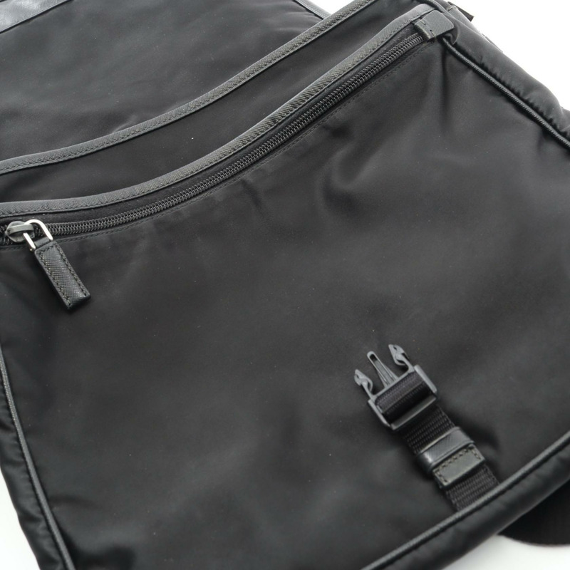 PRADA TESSUTO+SAFFIANO Logo 肩背包 2VD166 尼龍皮革 黑色 二手 男女通用-5