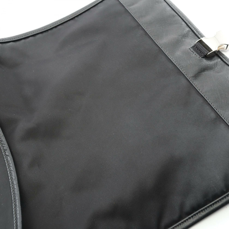PRADA TESSUTO+SAFFIANO Logo 肩背包 2VD166 尼龍皮革 黑色 二手 男女通用-6