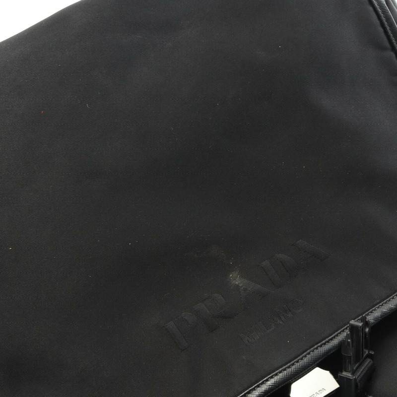 PRADA TESSUTO+SAFFIANO Logo 肩背包 2VD166 尼龍皮革 黑色 二手 男女通用-8