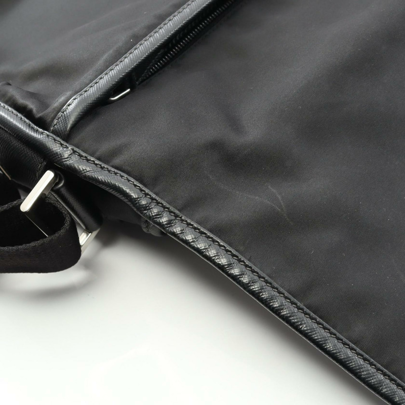 PRADA TESSUTO+SAFFIANO Logo 肩背包 2VD166 尼龍皮革 黑色 二手 男女通用-12