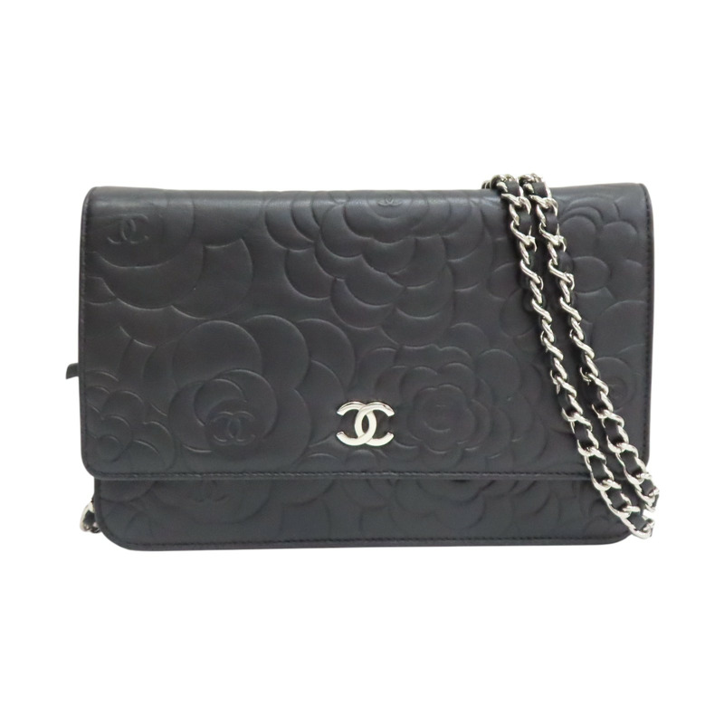 黑色牛皮 山茶花 鍊帶 肩背包 A47421 無卡【CHANEL 香奈兒】 A47421-0