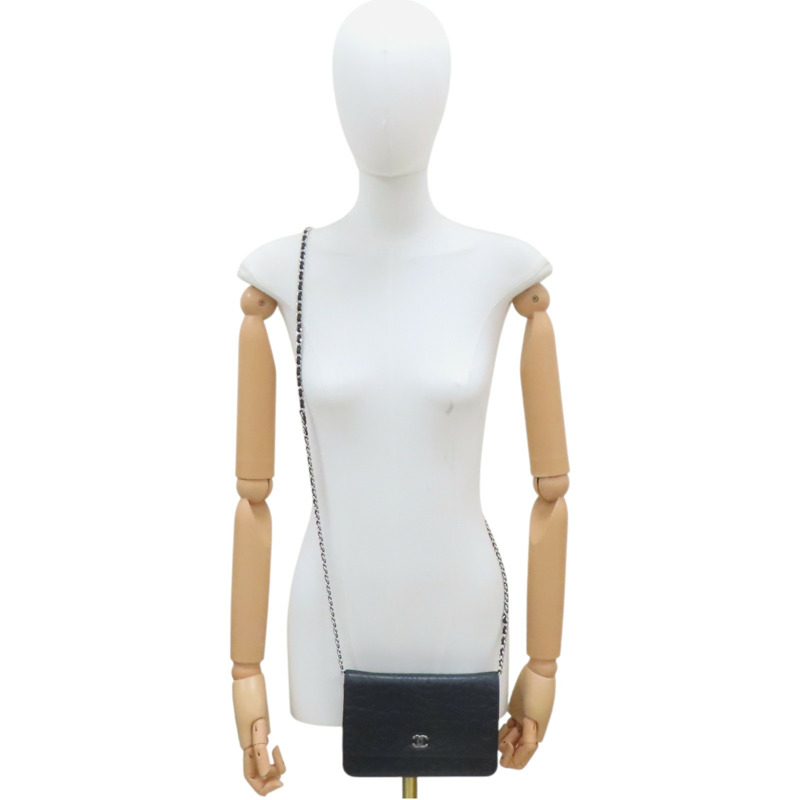 黑色牛皮 山茶花 鍊帶 肩背包 A47421 無卡【CHANEL 香奈兒】 A47421-11