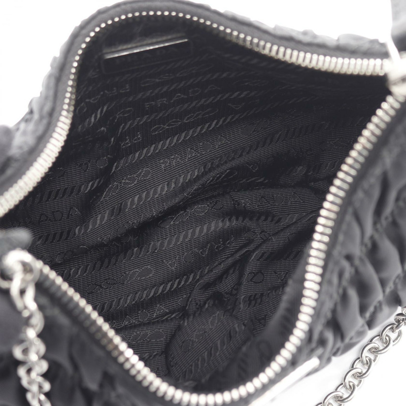 PRADA 2005 復刻版鏈條肩背包 1BH204 尼龍皮革 黑色 二手-2