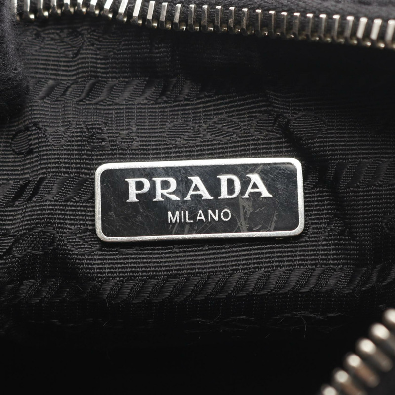 PRADA 2005 復刻版鏈條肩背包 1BH204 尼龍皮革 黑色 二手-3