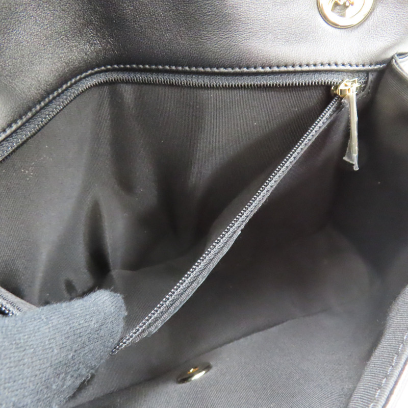 黑色 斜紋羊皮 鍊帶肩背包 金扣【CHANEL 香奈兒】-5