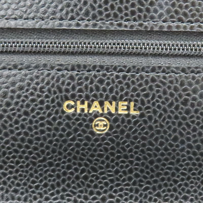 黑色 牛皮 菱格紋 WOC 鍊帶 肩背包 金扣 (無卡)【CHANEL 香奈兒】 AP0250-8