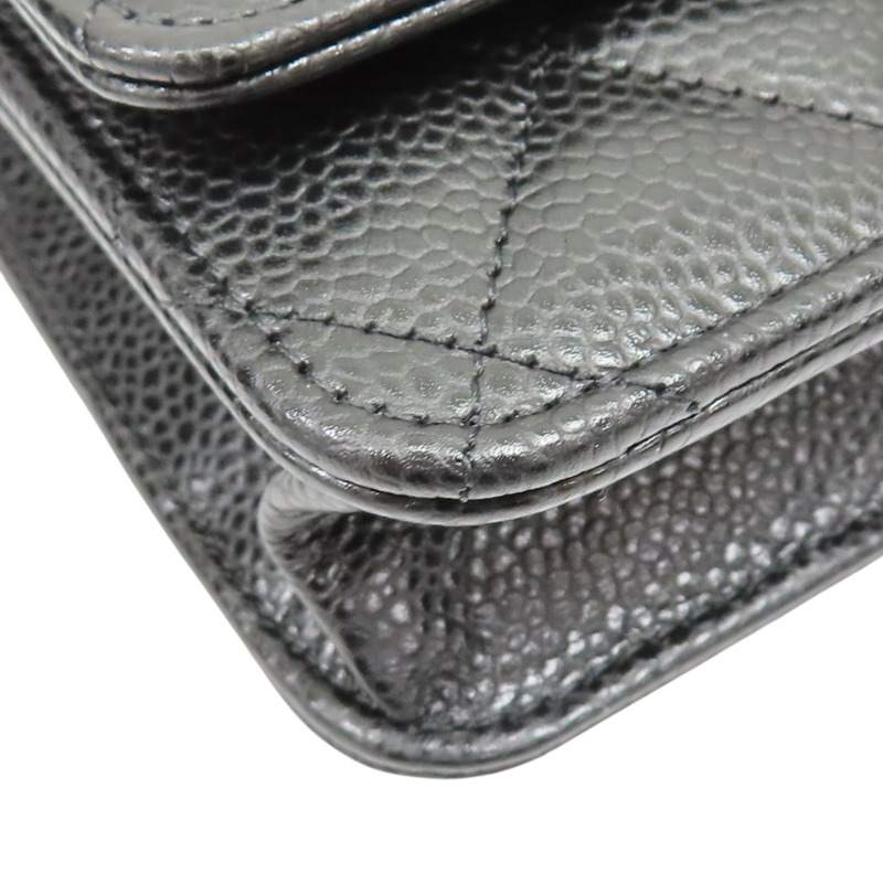 黑色 牛皮 菱格紋 WOC 鍊帶 肩背包 金扣 (無卡)【CHANEL 香奈兒】 AP0250-11