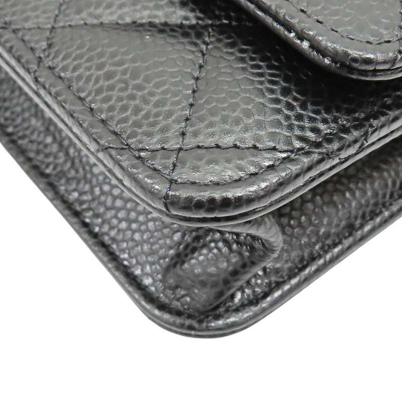 黑色 牛皮 菱格紋 WOC 鍊帶 肩背包 金扣 (無卡)【CHANEL 香奈兒】 AP0250-12