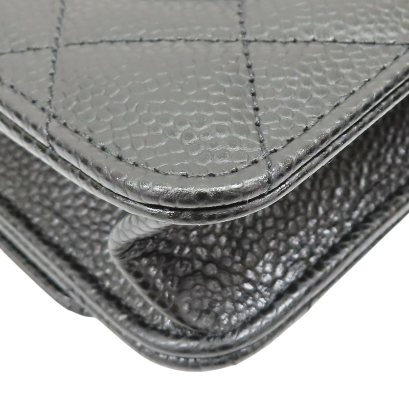 黑色 牛皮 菱格紋 WOC 鍊帶 肩背包 金扣 (無卡)【CHANEL 香奈兒】 AP0250-13