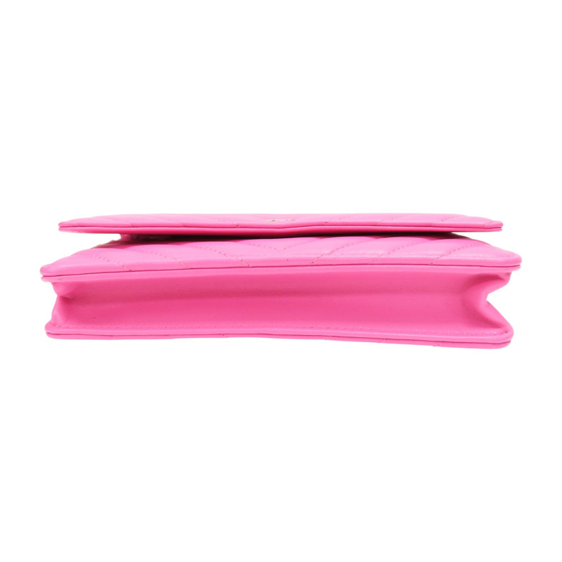 粉色 牛皮 WOC V stitch 鍊帶 肩背包【CHANEL 香奈兒】 A33814-3