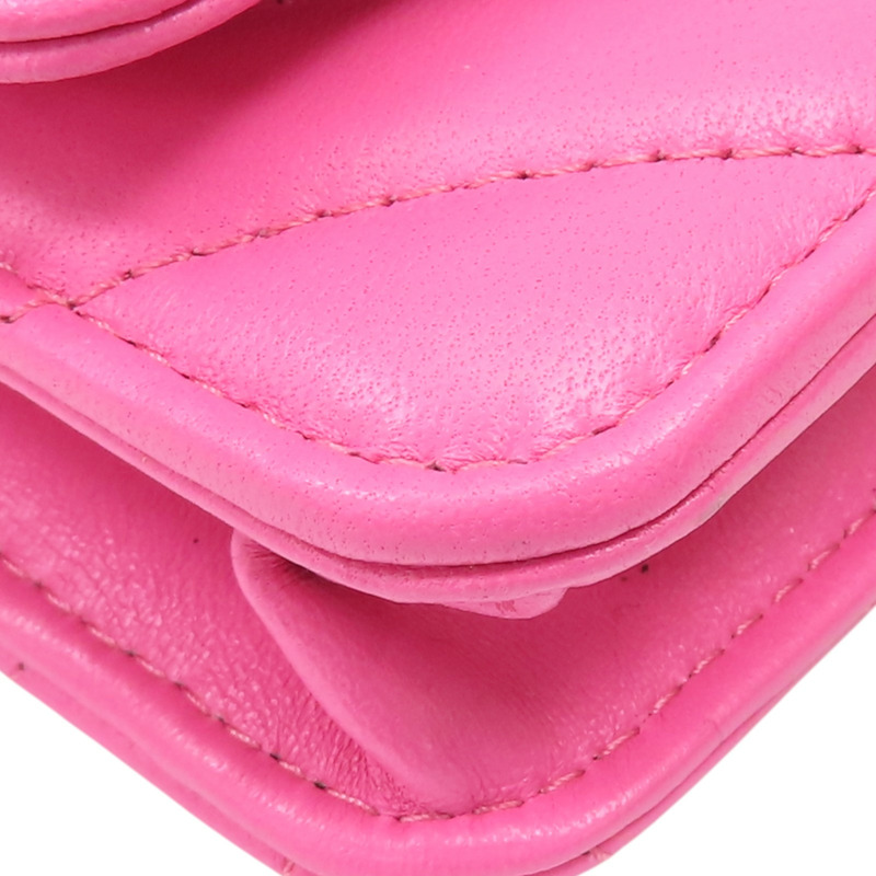 粉色 牛皮 WOC V stitch 鍊帶 肩背包【CHANEL 香奈兒】 A33814-13