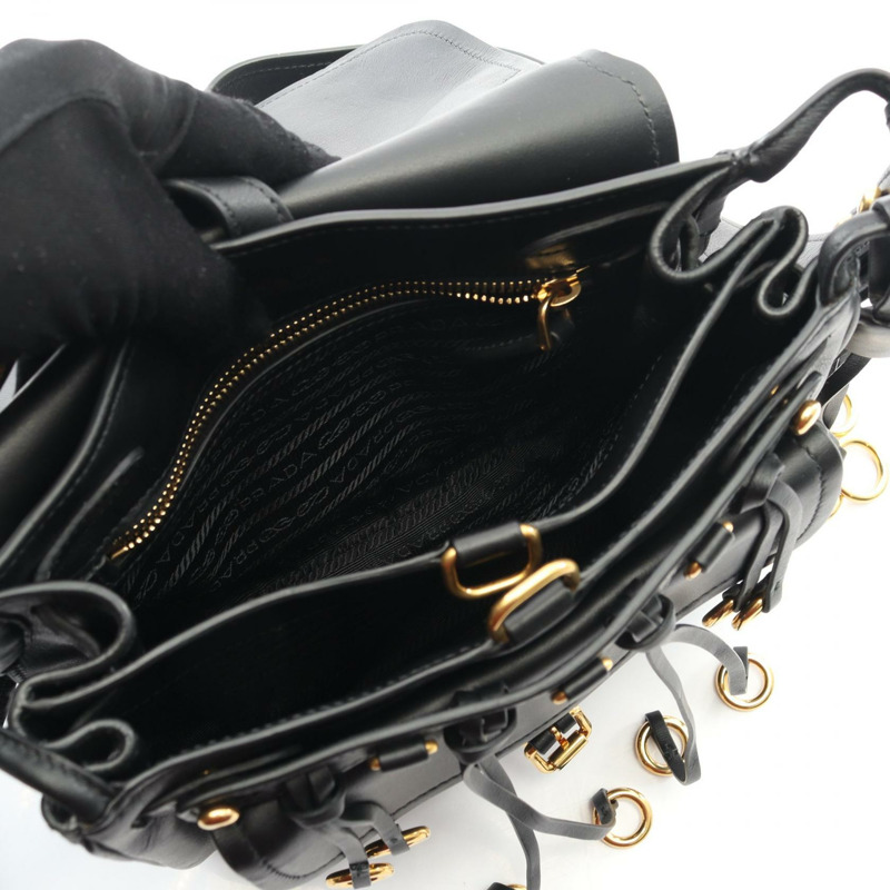 PRADA Corsair 肩背包 1BD050 黑色真皮 二手 女士-2