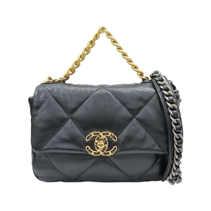 黑色 羊皮 19 口蓋包 兩用包【CHANEL 香奈兒】 AS1160-0