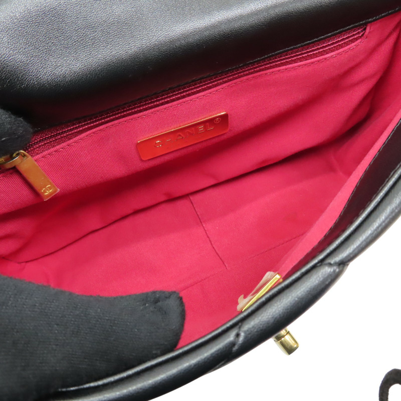 黑色 羊皮 19 口蓋包 兩用包【CHANEL 香奈兒】 AS1160-4