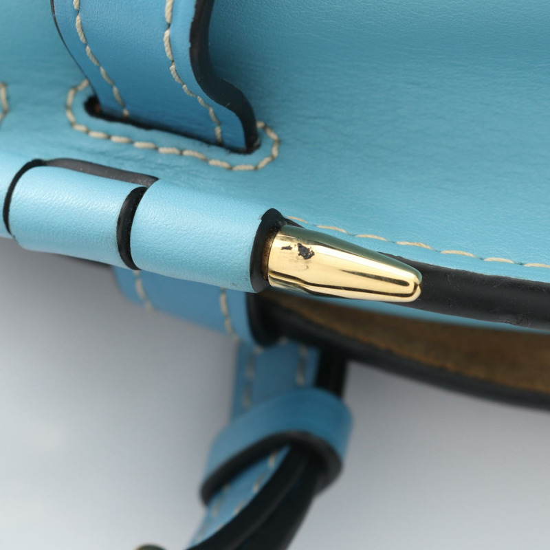 LOEWE GATE 包 小號肩斜背包 皮革 藍色 黑色 二手 女士-4