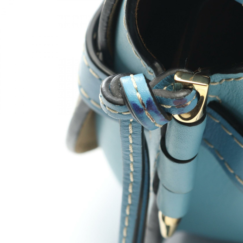 LOEWE GATE 包 小號肩斜背包 皮革 藍色 黑色 二手 女士-5