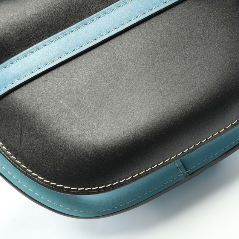 LOEWE GATE 包 小號肩斜背包 皮革 藍色 黑色 二手 女士-8