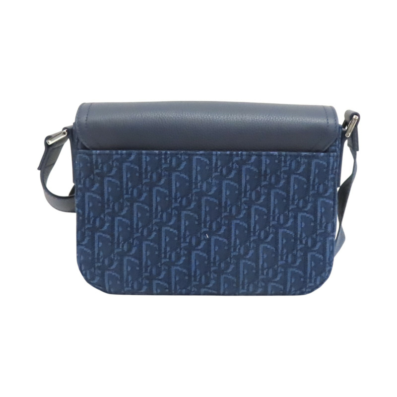 藍色 緹花帆布 Saddle 小型翻蓋 郵差 肩背包 1ADPO049YKS_H00N【Dior 迪奧】 1ADPO049YKS_H00N-1